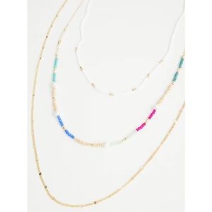 🆕 Gold Tone Colour Block Beaded Layered Necklace NWT New!